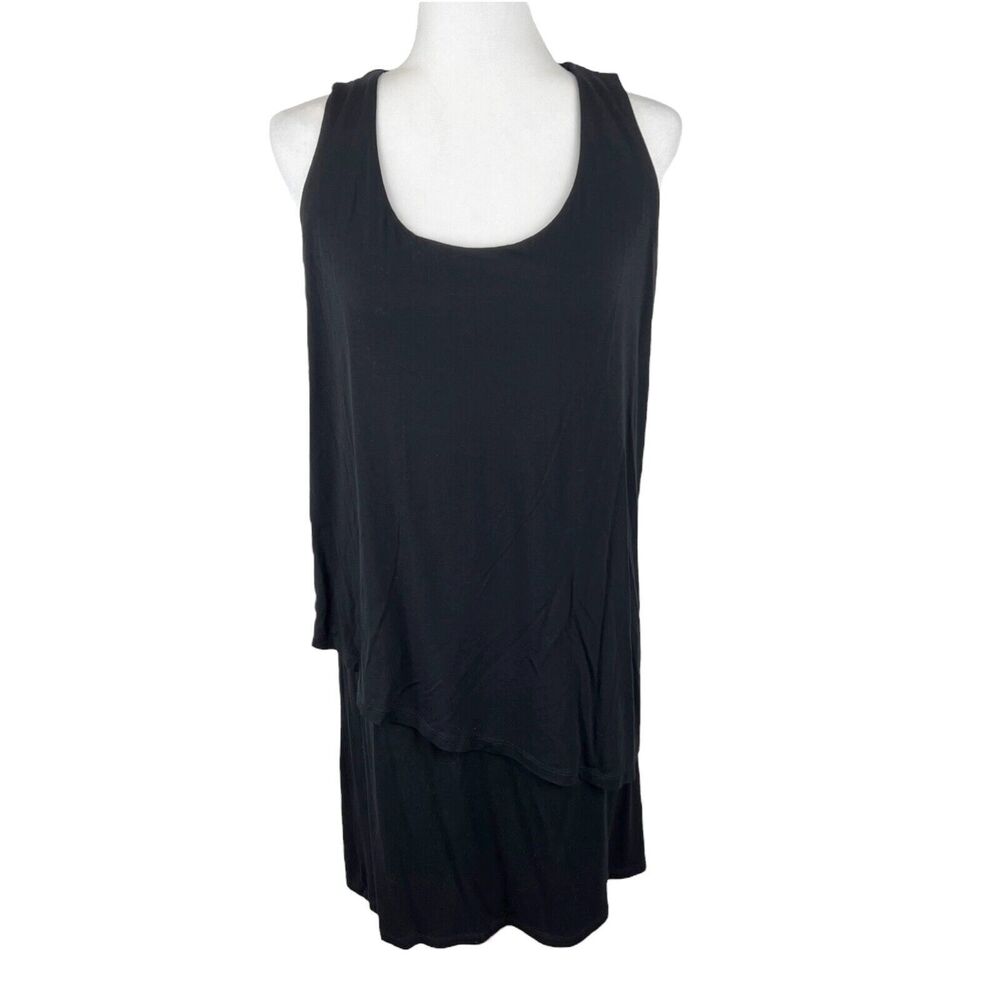 Bar by Melis Kozan Dress Women Large Black Tank Sleeveless Tiered Bottom Casual